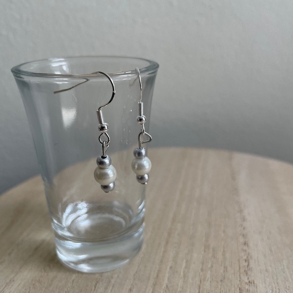 Handmade Jewelry - 2/$15 Delicate Silver Beaded Earrings